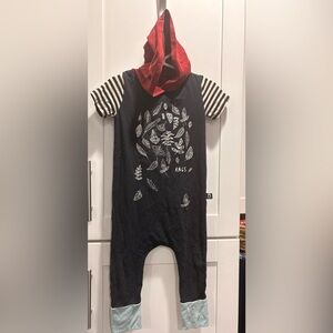Rags to Raches Red and Black Hooded Romper
